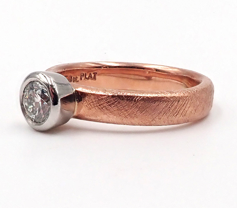 Red Gold and Platinum Diamond Ring