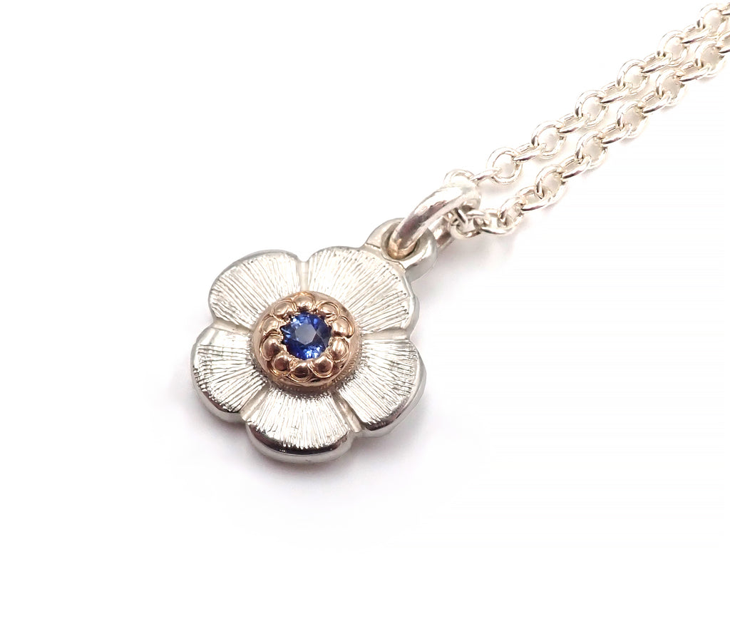 Sapphire pendant handmade New Zealand jewellery Ben Flynn