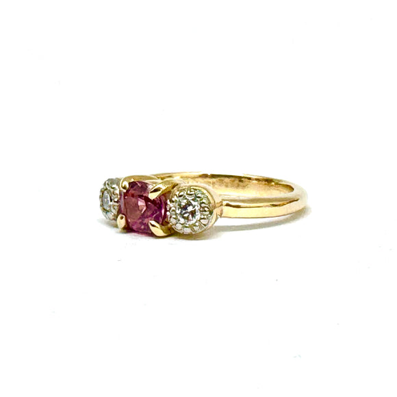 Pink Sapphire and Diamond Ring