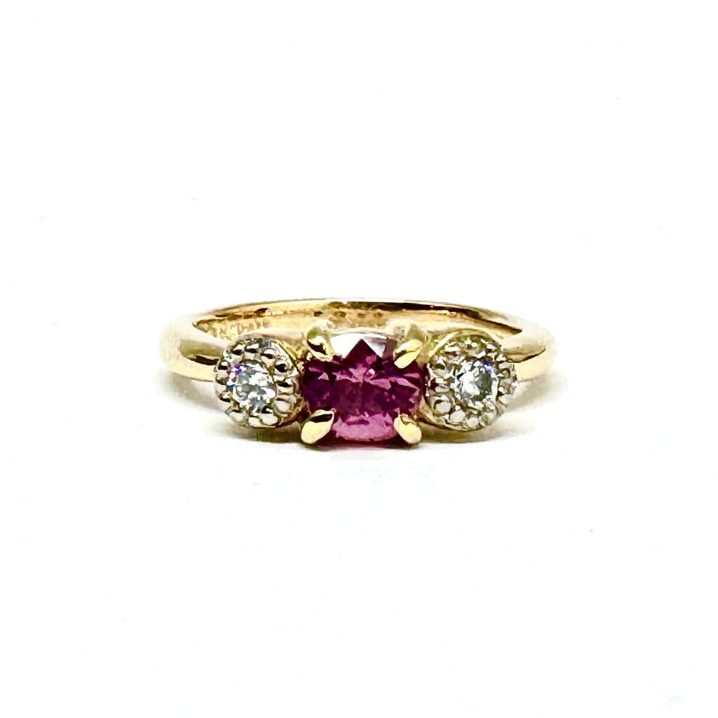 Pink Sapphire and Diamond Ring
