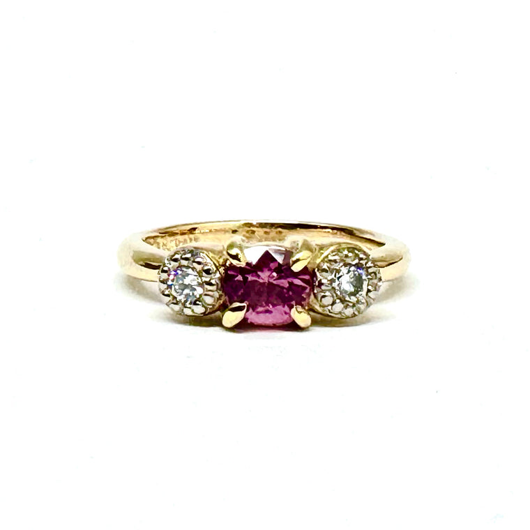 Pink Sapphire and Diamond Ring
