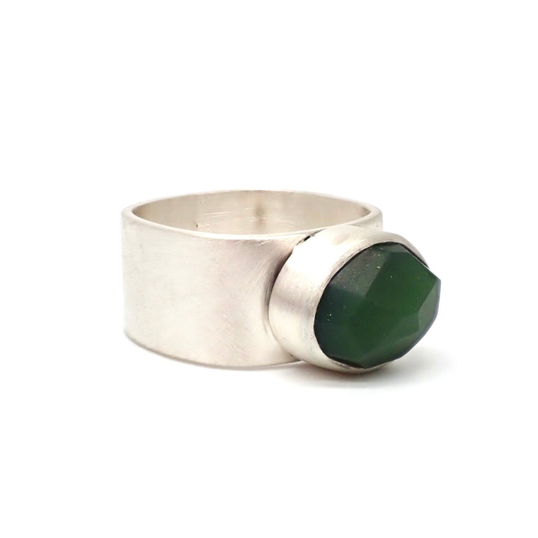 Stg and Pounamu Facet ring