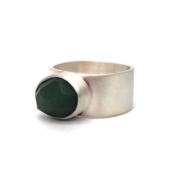 Stg and Pounamu Facet ring