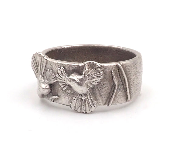 “NZ Jewellery” “New Zealand Jewellery” “NZ Made” “NZ handmade” “nz handmade ring” “handmade ring” “nz ring” “ring” “silver ring” "fantail ring" "piwakawaka ring" "Aaron Brown" "carved ring"