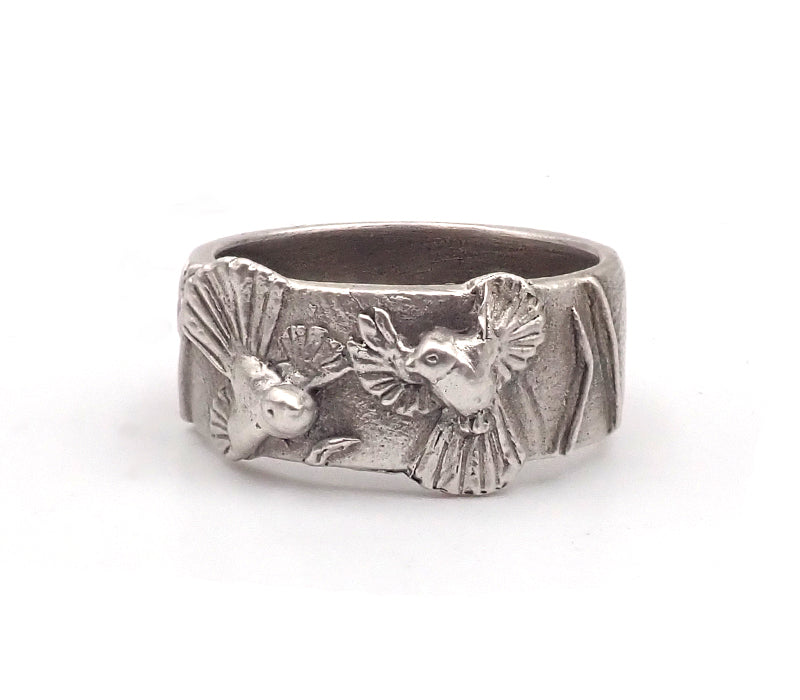 “NZ Jewellery” “New Zealand Jewellery” “NZ Made” “NZ handmade” “nz handmade ring” “handmade ring” “nz ring” “ring” “silver ring” "fantail ring" "piwakawaka ring" "Aaron Brown" "carved ring"