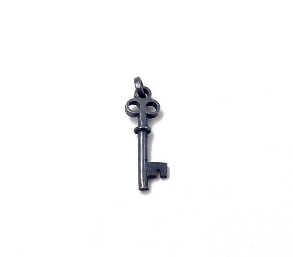 key charm oxidised sterling silver