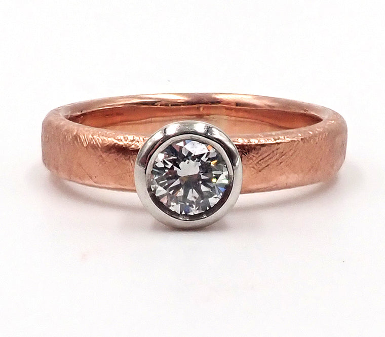 Red Gold and Platinum Diamond Ring