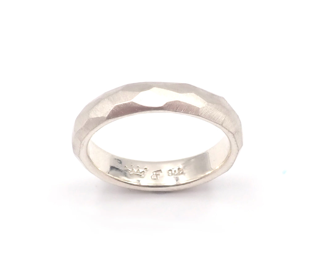 Faceted White Gold Band